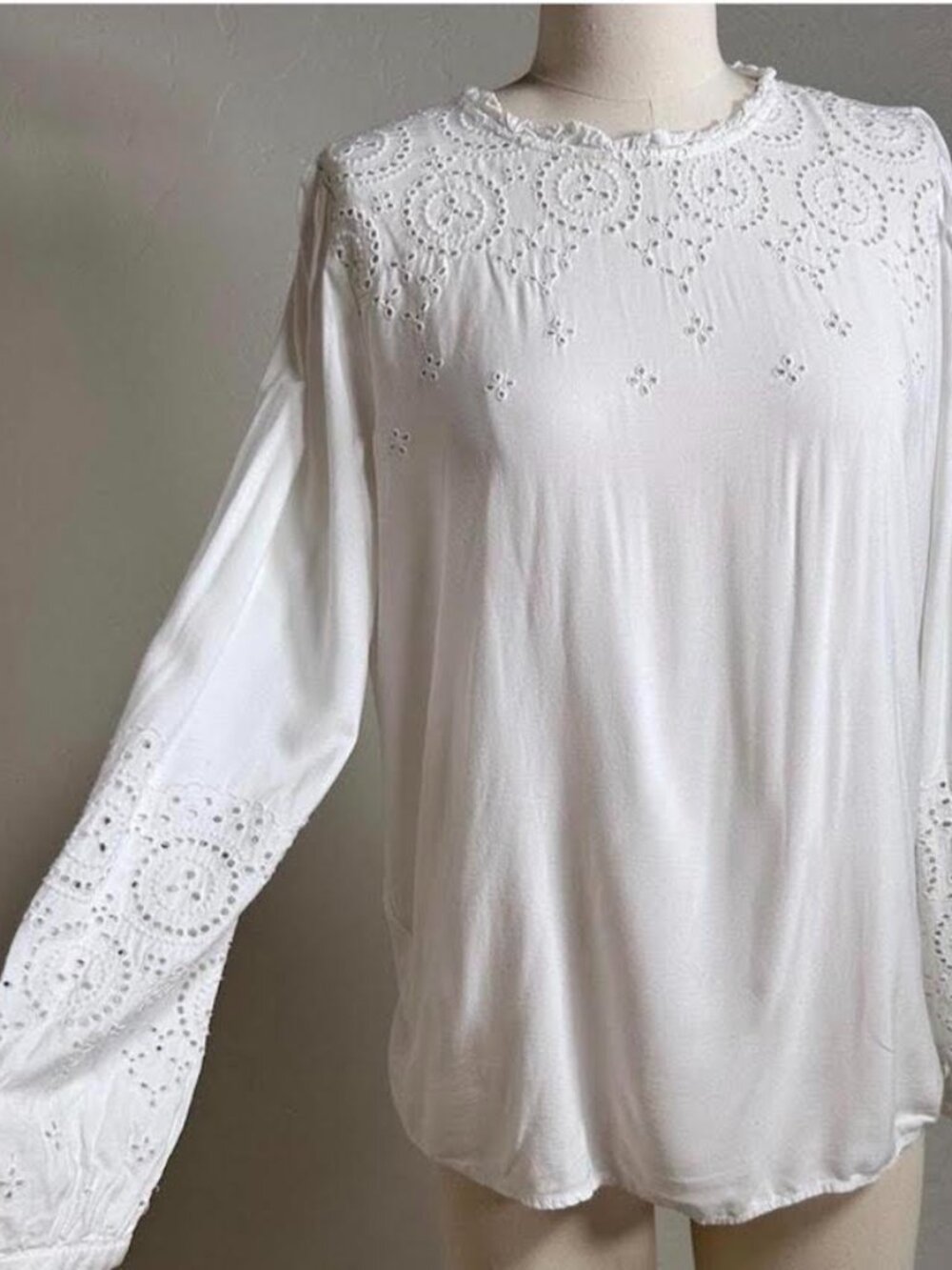 LOFT Eyelet White Blouse Size M